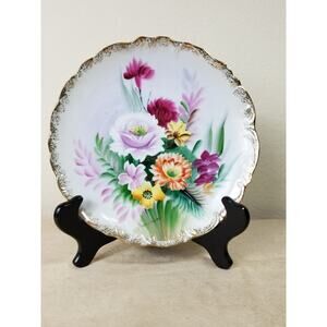 UCAGCO Plate Wall Decor Gold Trim Wall Hanging Flowers Design Japan Vintage